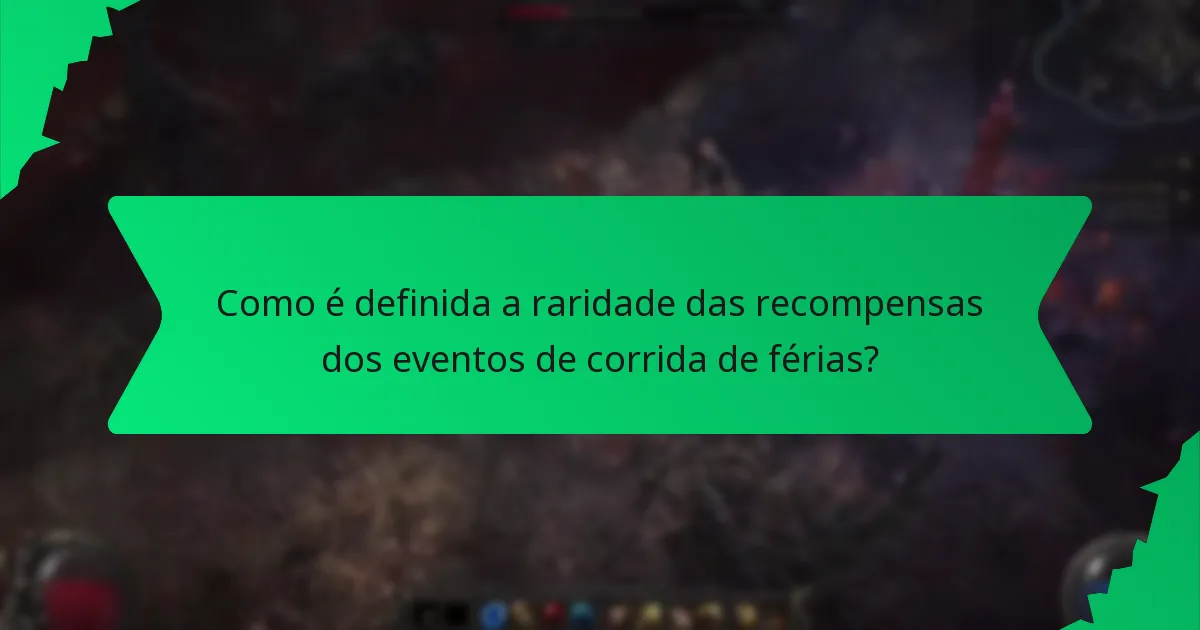 Como é definida a raridade das recompensas dos eventos de corrida de férias?