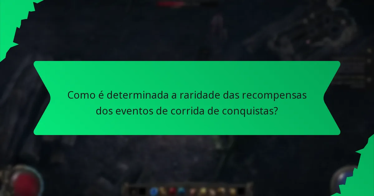 Como é determinada a raridade das recompensas dos eventos de corrida de conquistas?