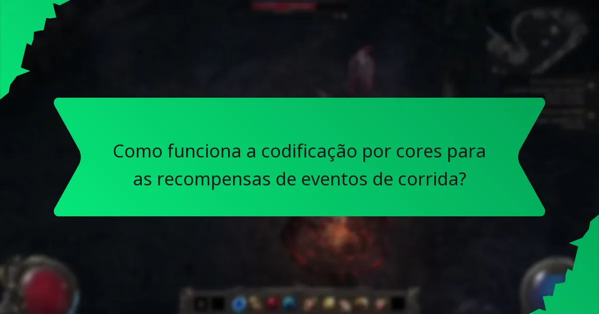 Como funciona a codificação por cores para as recompensas de eventos de corrida?
